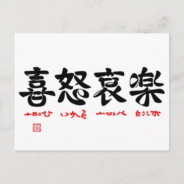 喜怒哀楽（ことば漢字） POSTCARD (Front)