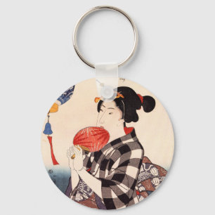 団扇を持つ女, 国芳 Woman with a Round Fan, Kuniyoshi Key Ring