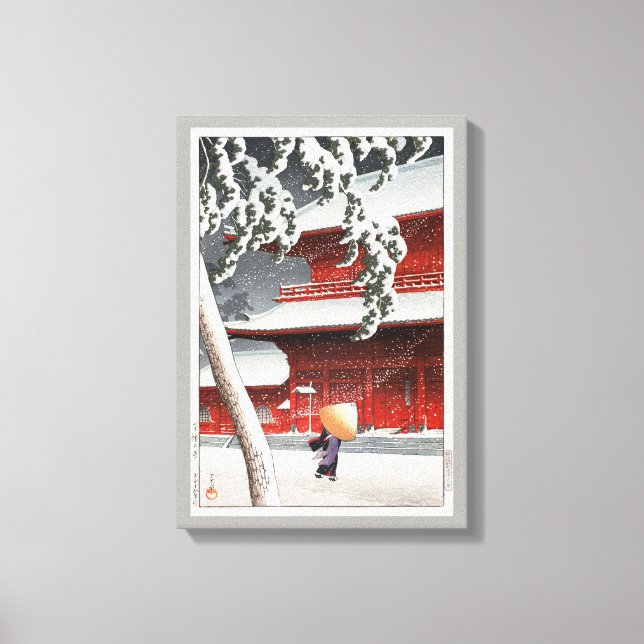 増上寺, 川瀬巴水 Zôjô-ji Temple, Hasui Kawase, Woodcut Canvas Print (Front)