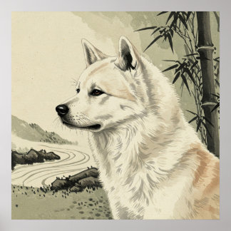「墨犬」Japanese style ink painting Poster