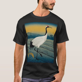 「墨鶴」Japanese style ink painting T-shirt