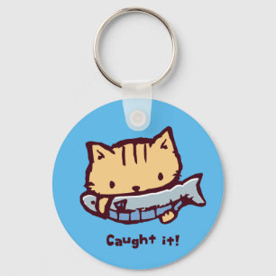 大きなお魚ゲット！  Big Catch! Cute Kitten with a Fish Key Ring