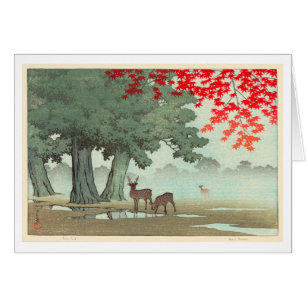 奈良公園の鹿, Deer of Nara Park, Hasui Kawase, Woodcut
