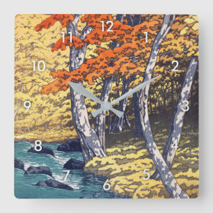 奥入瀬の秋, Autumn at Oirase, Hasui Kawase, W Square Wall Clock