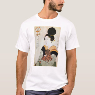 女と犬, 歌麿 Woman and Dog, Utamaro, Ukiyoe T-Shirt