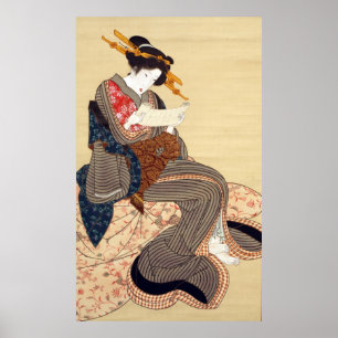 女, 国貞 Woman, Kunisada, Ukiyo-e Poster