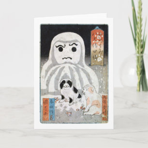 子犬と雪だるま, 国芳 Puppies & Snowman, K Holiday Card