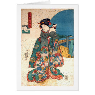 少女と猫, 国芳 Girl with Cat, Kuniyoshi, Ukiyo-e