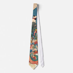 少女と猫, 国芳 Girl with Cat, Kuniyoshi, Ukiyo-e Tie