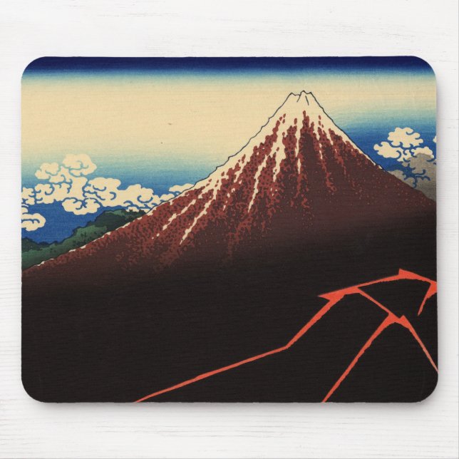 山下白雨, 北斎 Thunder and Mount Fuji, Hokusai, Ukiyo-e Mouse Mat (Front)