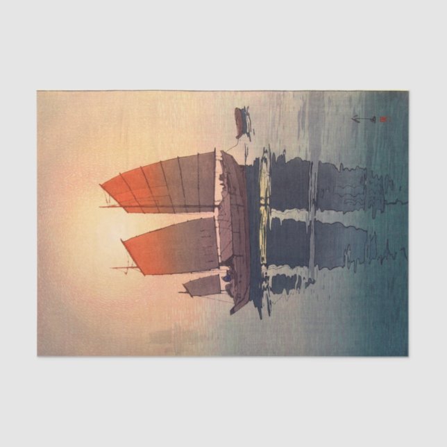 帆船 朝 Sailing Boats Morning, Hiroshi Yoshida Tissue Paper (Front)