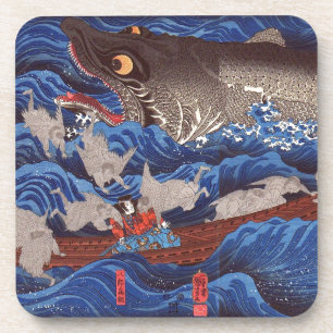 怪物鮫,国芳 Monster Shark, Kuniyoshi, Ukiyo-e Coaster