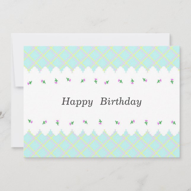 文字　カスタマイズ　野ばら　チェック　ミントグリーン　カード CARD (Front)