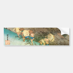 旅人とにわか雨, 広重 Travelers caught in a Shower, Hiroshig Bumper Sticker