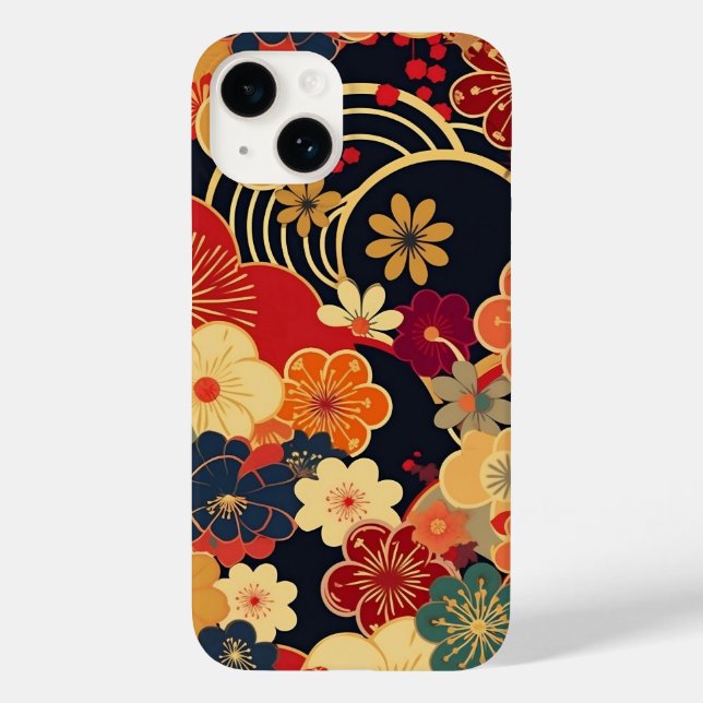 日本の伝統的なヴィンテージデザインを使用したアート作品　花 Case-Mate iPhone CASE (Back)