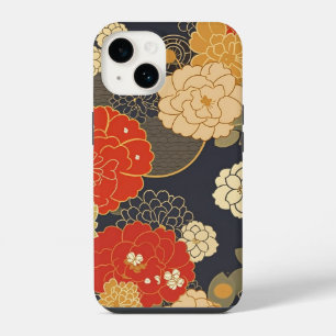 日本の伝統的なヴィンテージデザインを使用したアート作品 花 iPhone 14 CASE