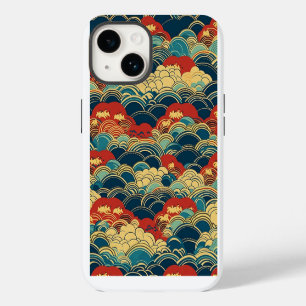 日本の伝統的なヴィンテージデザインを使用したアート作品 雲 iPhone 14 CASE