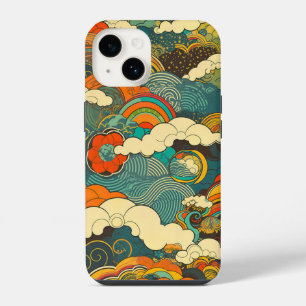 日本の伝統的なヴィンテージデザインを使用したアート作品 雲 iPhone 14 CASE
