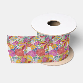 日本の伝統的着物生地のリボン１（菊と鞠） SATIN RIBBON