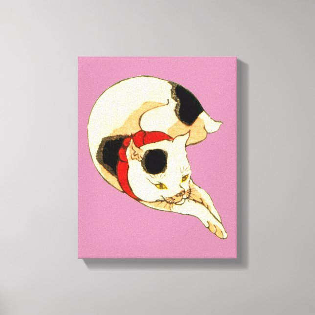 日本猫, 国芳 Japanese Cat, Kuniyoshi, Ukiyo-e Canvas Print (Front)