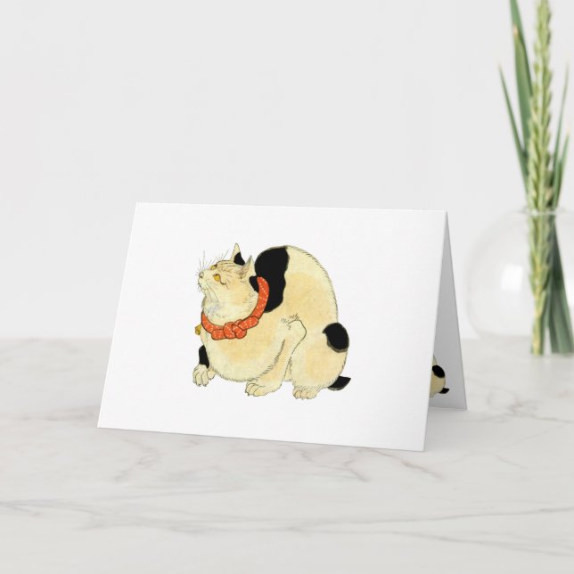 日本猫, 国芳 Japanese Cat, Kuniyoshi, Ukiyo-e Card (Front)