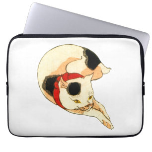 日本猫, 国芳 Japanese Cat, Kuniyoshi, Ukiyo-e Laptop Sleeve