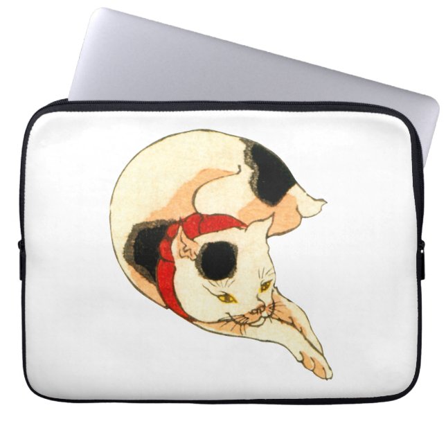 日本猫, 国芳 Japanese Cat, Kuniyoshi, Ukiyo-e Laptop Sleeve (Front)