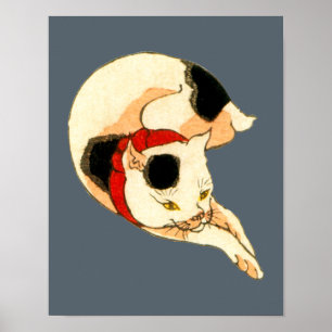 日本猫, 国芳 Japanese Cat, Kuniyoshi, Ukiyo-e Poster