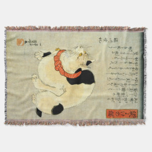 日本猫, 国芳 Japanese Cat, Kuniyoshi, Ukiyo-e Throw Blanket