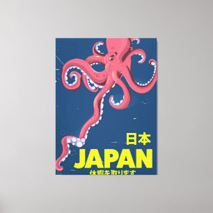日本 Japan vintage Squid travel poster Canvas Print