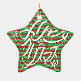 星形メリークリスマスのタイポグラフィーと他8言語 CERAMIC TREE DECORATION