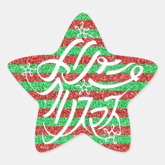 星形メリークリスマスのタイポグラフィーと他8言語 STAR STICKER