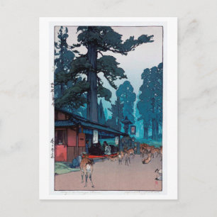 春日大社の鹿, Deer of Kasuga Shrine, Hiroshi Yoshida Postcard
