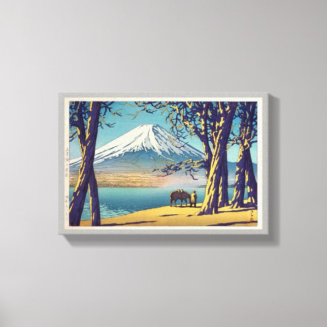 晩秋の富士山, Mt.Fuji in autumn, Hasui Kawase, Woodcut Canvas Print (Front)