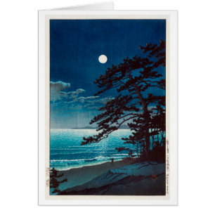 月の二宮海岸, 川瀬巴水 Moon at Ninomiya Beach, Hasui Kawase