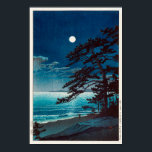 月の二宮海岸, 川瀬巴水 Moon at Ninomiya Beach, Hasui Kawase Poster<br><div class="desc">川瀬巴水 Hasui Kawase (May 18,  1883 – November 7,  1957) was a Japanese artist. He was one of the most prominent print designers of the shin-hanga ("new prints") movement. Quote:Wikipedia</div>