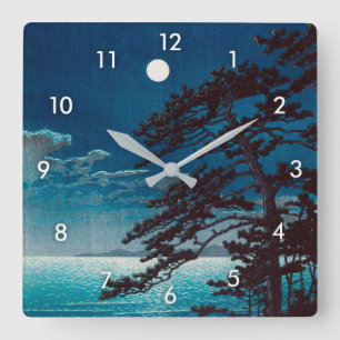 月の二宮海岸, 川瀬巴水 Moon at Ninomiya  Square Wall Clock