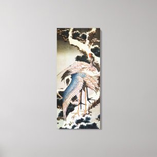 松に鶴, 北斎 Cranes on Pine Tree, Hokusai, Ukiyo-e Canvas Print