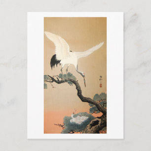 松に鶴, 古邨 Crane on Pine Tree, Koson, Ukiyo-e Postcard
