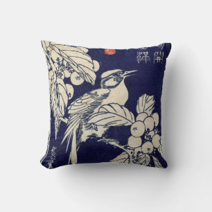 枇杷に鳥, 広重 Bird and Loquat, Hiroshige, Ukiyo-e Cushion