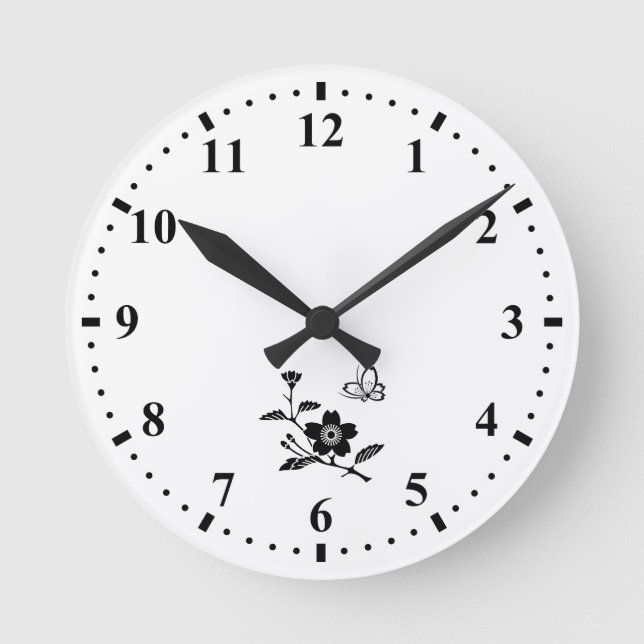 枝桜に中陰桜飛び蝶 ROUND CLOCK (Front)