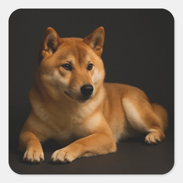 柴犬ポートレート – Shiba Inu Art Square Sticker (Front)
