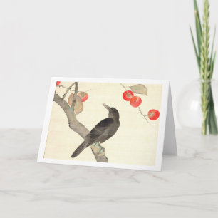 柿に烏, 抱一 Persimmon and Crow, Hōitsu Card