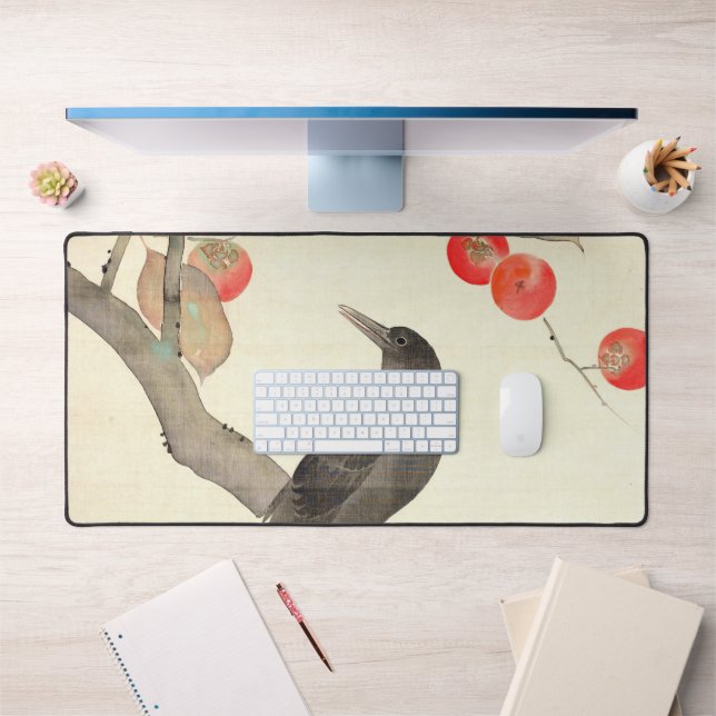 柿に烏, 抱一 Persimmon and Crow, Hōitsu Desk Mat (Office 1)