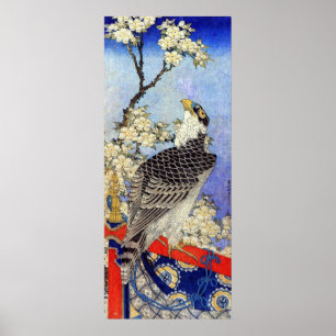 桜にハヤブサ, Falcon & Cherry Blossoms, Hokusai, Ukiyo-e Poster
