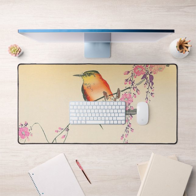 桜に鳥, 小原古邨 Bird & Cherry Blossoms, Ohara Koson Desk Mat (Office 1)
