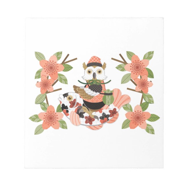 梟と鯉／An owl and a carp Notepad (Front)