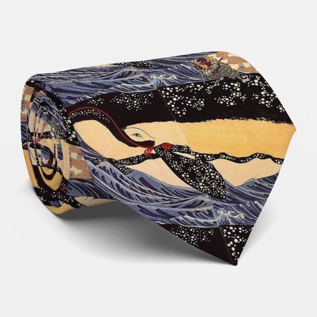歌川国芳『 宮本武蔵の鯨退治 』 , Utagawa Kuniyoshi ネクタイ Tie (Rolled)