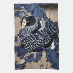 歌舞伎役者, 国芳 Kabuki Actor, Kuniyoshi, Ukiyo-e Tea Towel