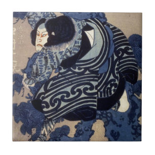 歌舞伎役者, 国芳 Kabuki Actor, Kuniyoshi, Ukiyo-e Tile